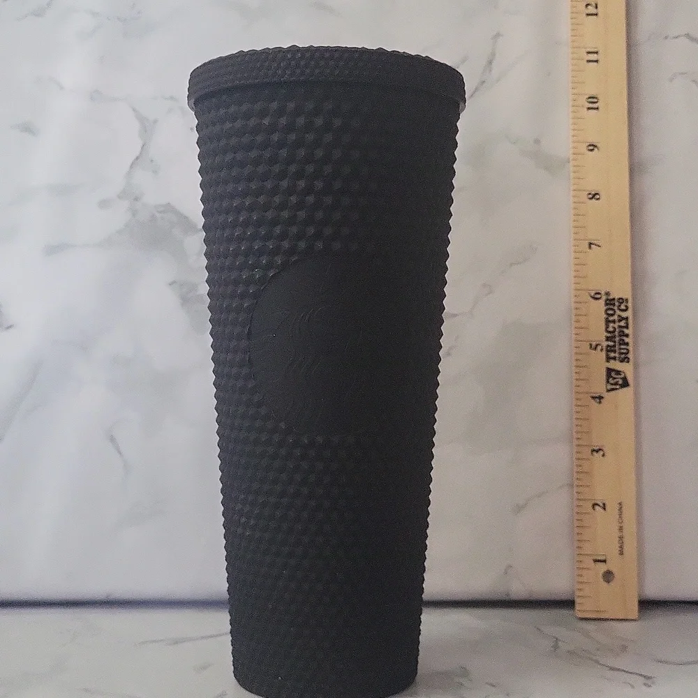 Starbucks Venti Tumbler Studded Matte Black Diamond Rubberized Cold Cup 24oz